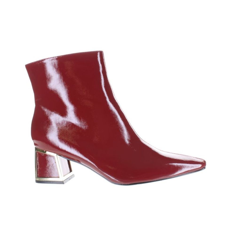 Red Ankle Boots with Geometric Heel
